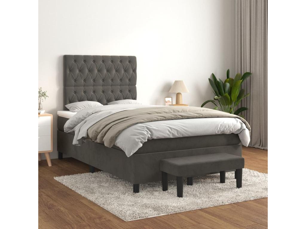 Matelas en velours, 120 x 200 cm, gris