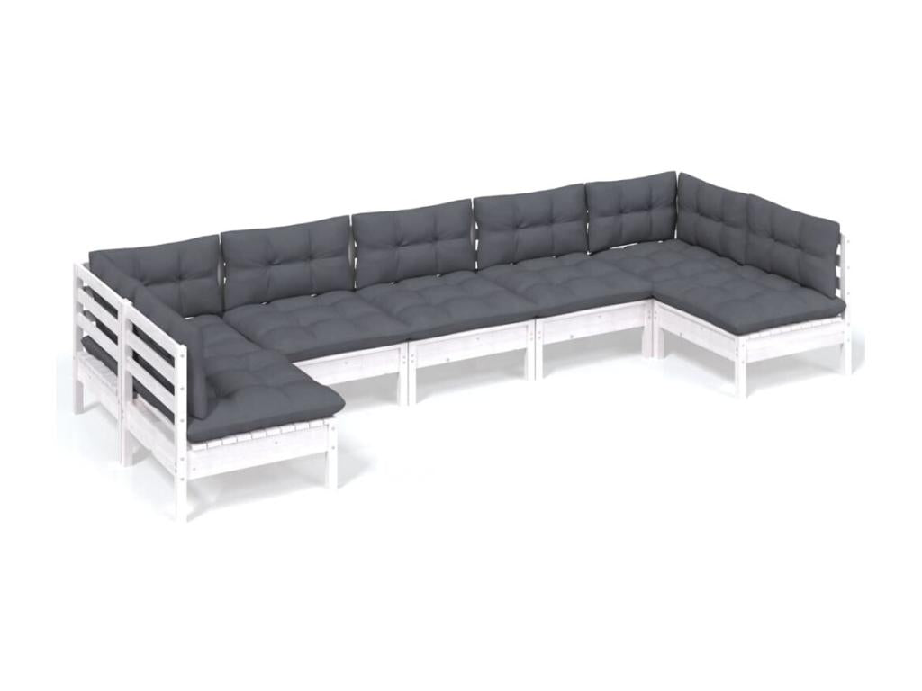 Ensemble de mobilier de jardin 7 pièces en pin blanc