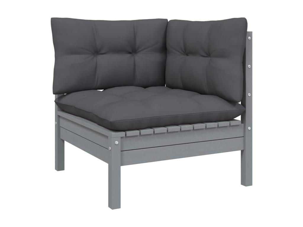 Ensemble de mobilier de jardin 6 pièces en pin gris
