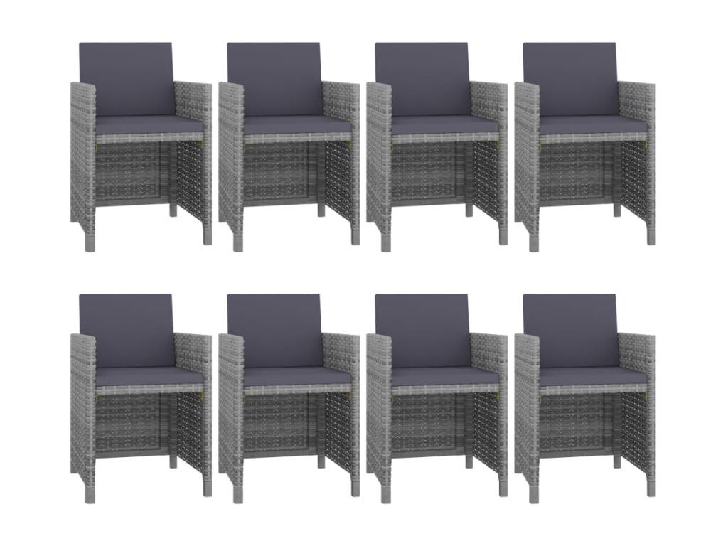 Ensemble de mobilier de jardin 9 pièces en résine tressée, anthracite