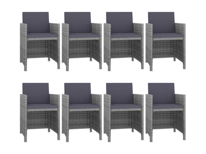 Ensemble de mobilier de jardin 9 pièces en résine tressée, anthracite