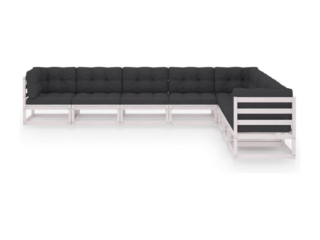 Ensemble de mobilier de jardin 8 pièces en pin blanc