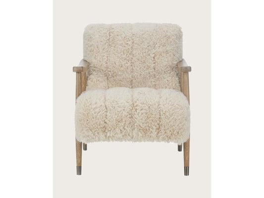 Fauteuil d'appoint en bois massif, couleur naturelle claire
