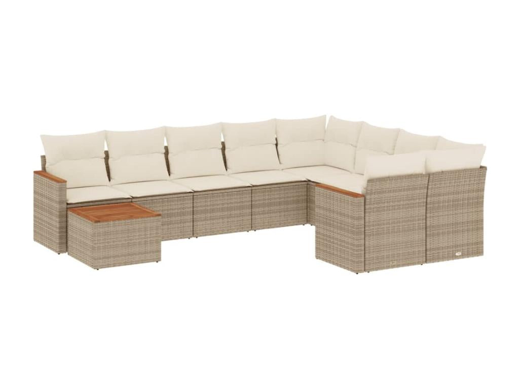 Ensemble de mobilier de jardin 10 pièces en résine tressée beige