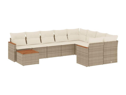 Ensemble de mobilier de jardin 10 pièces en résine tressée beige