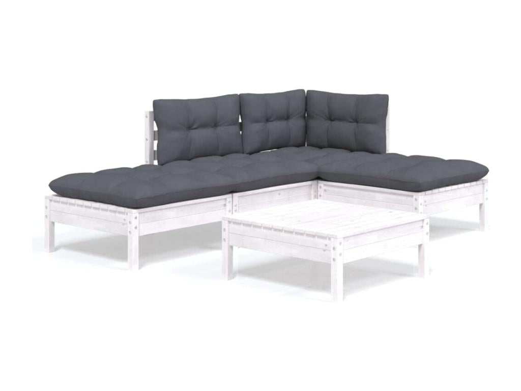 Ensemble de mobilier de jardin 5 pièces en pin blanc