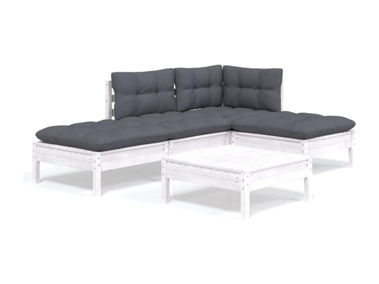 Ensemble de mobilier de jardin 5 pièces en pin blanc