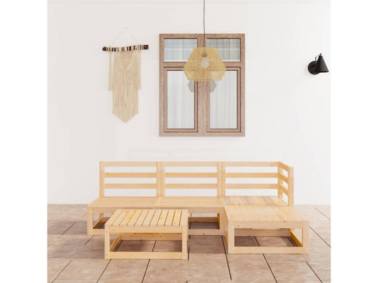 Ensemble de mobilier de jardin 5 pièces en pin, marron